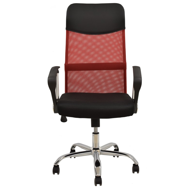 Sillón de oficina GINO (H), malla roja y tejido mesh negro