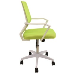Sillón de oficina CLENT, blanco, malla y tejido verde 2