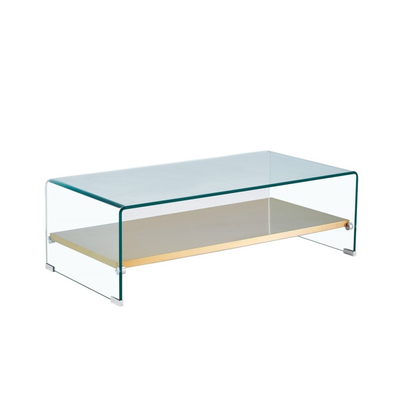 Mesa POITIERS, baja, estante, cristal, 110x55 cms