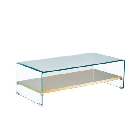 Mesa POITIERS, baja, estante, cristal, 110x55 cms