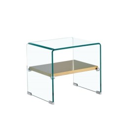 Mesa POITIERS, baja, estante, cristal, 50 x 40 cms