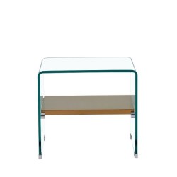 Mesa POITIERS, baja, estante, cristal, 50 x 40 cms 2