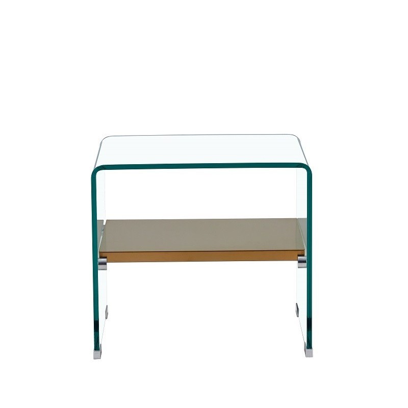 Mesa POITIERS, baja, estante, cristal, 50 x 40 cms