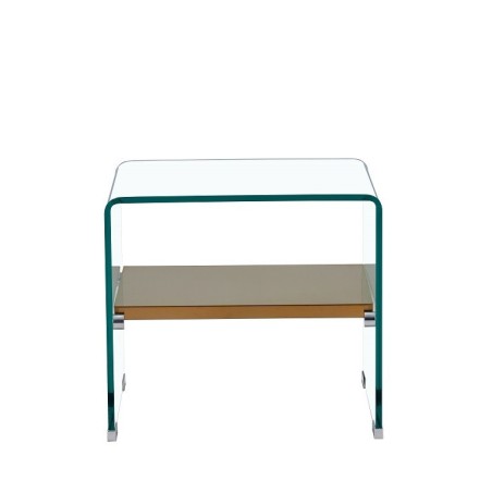 Mesa POITIERS, baja, estante, cristal, 50 x 40 cms
