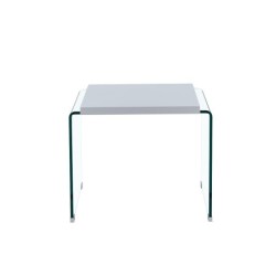 Mesa ARISTON, baja, lacada blanca, cristal, 60 x 63 cms 2