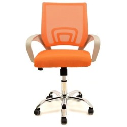 Sillón de oficina FISS NEW, blanco, gas, basculante, malla y tejido naranja 2
