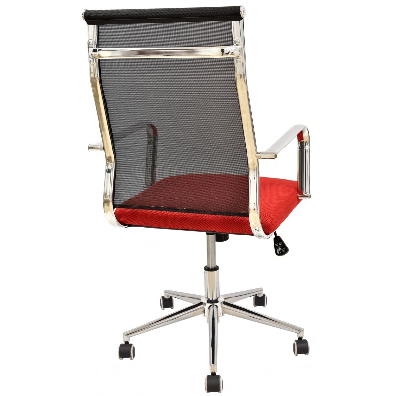 Sillón de oficina AUSTRIA, alto, malla negra, asiento rojo