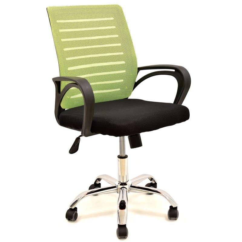 Sillón de oficina SUNSET, negro, gas, basculante, malla verde pistacho, tejido negro