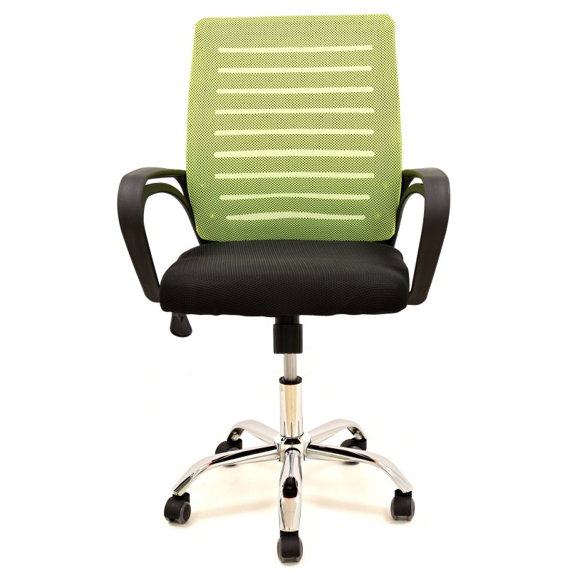 Sillón de oficina SUNSET, negro, gas, basculante, malla verde pistacho, tejido negro