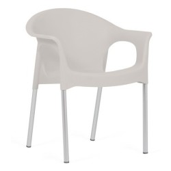 Sillón NILO, aluminio, apilable, polipropileno gris claro*