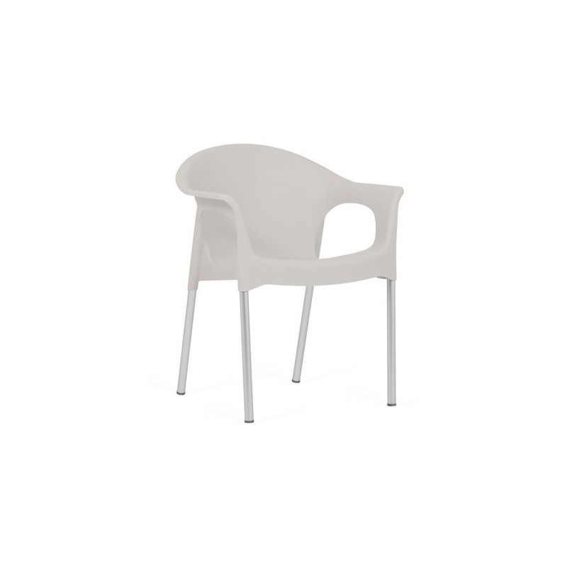 Sillón NILO, aluminio, apilable, polipropileno gris claro*