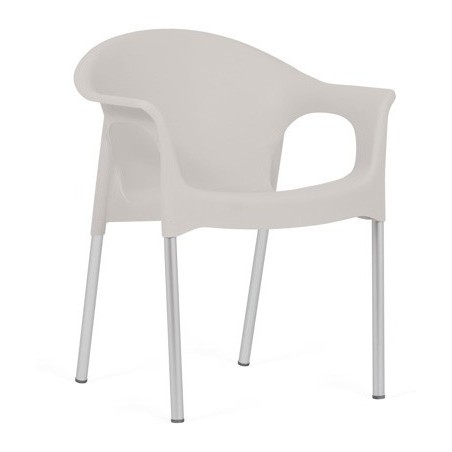 Sillón NILO, aluminio, apilable, polipropileno gris claro*