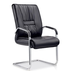 Sillón de oficina FLANDES, fijo de patín, cromado, similpiel negra