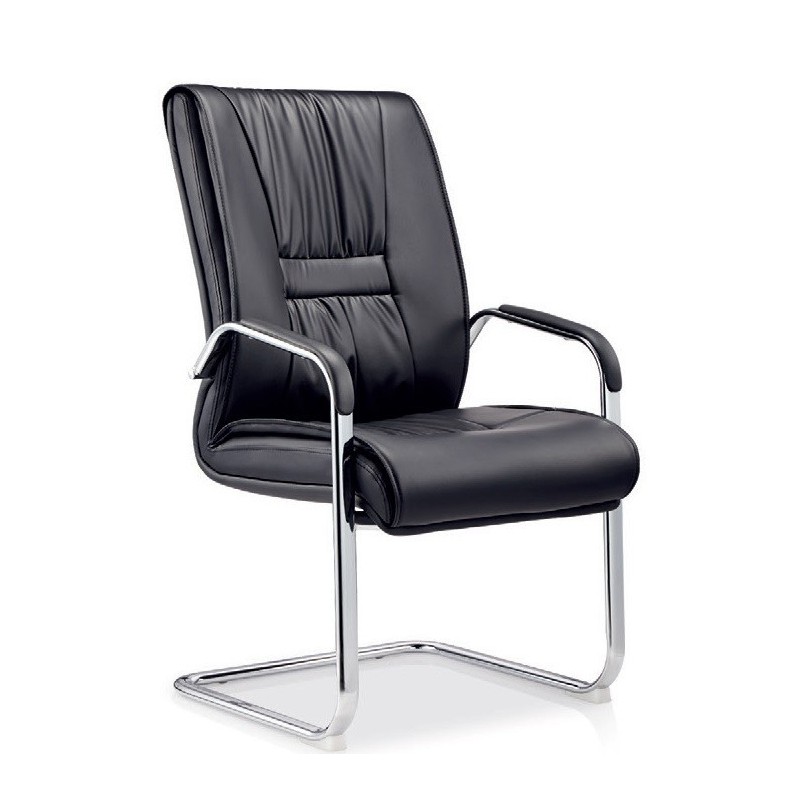 Sillón de oficina FLANDES, fijo de patín, cromado, similpiel negra