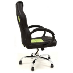 Sillón de oficina SEPANG, racing, similpiel negra, tejido mesh verde pistacho 2